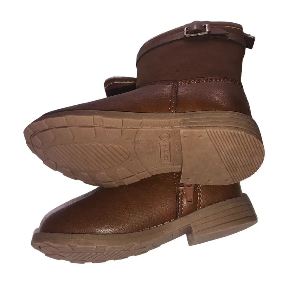KIDS GIRL’S Carter’s Brown/Khaki BNWT Mid-Calf Boots With Side Buckle. S…